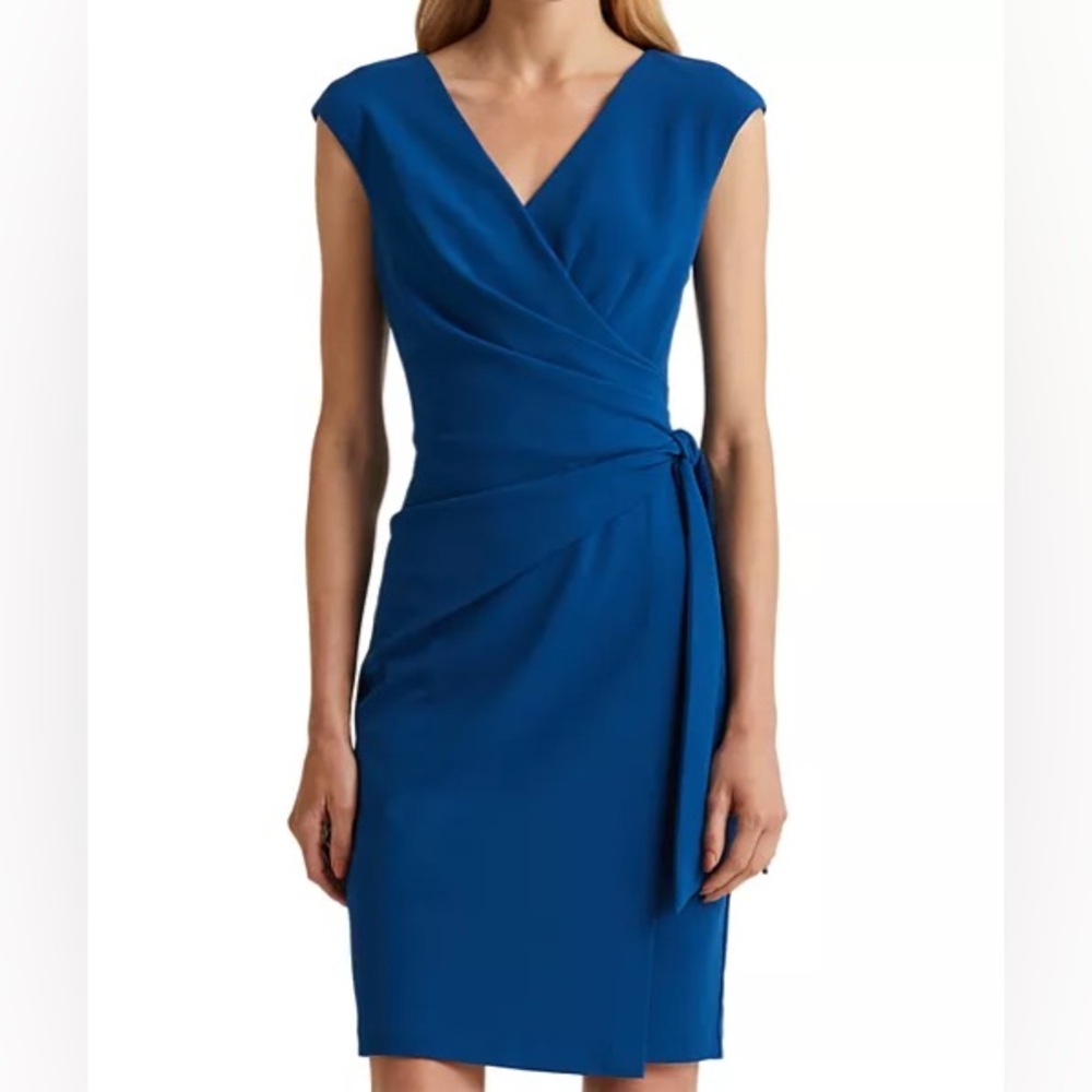 Ralph Lauren Side Sash Crossover V Neck Cocktail Dress size 0